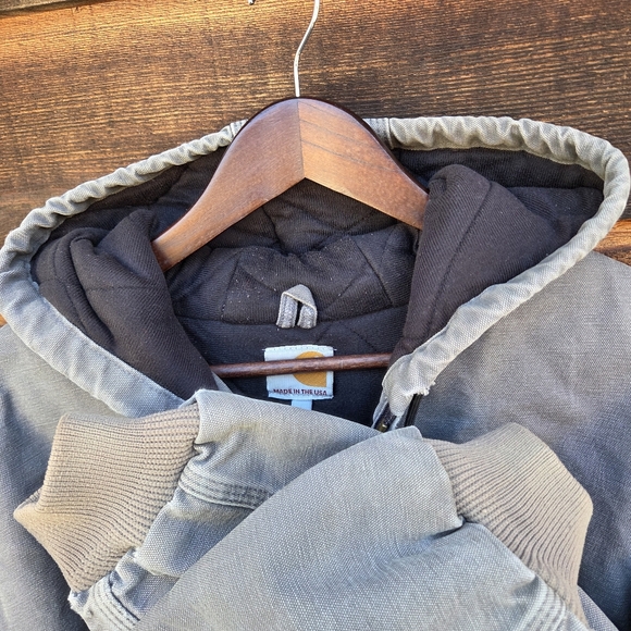 Vintage Carhartt Hooded Active Jacket Faded and Rare "Gravel" Grey J140 GVL - Picture 4 of 8